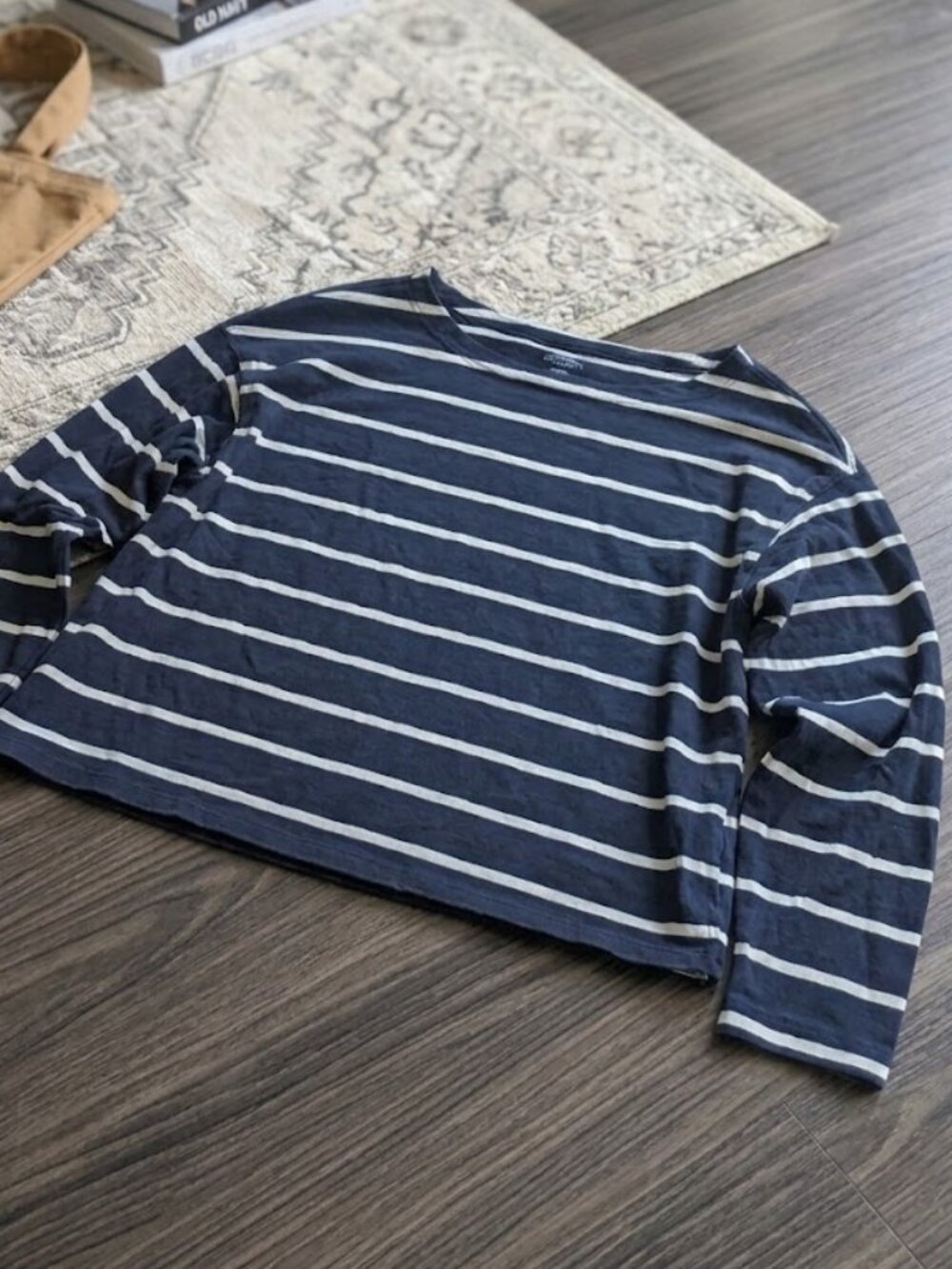 Old Navy - Long-Sleeve Mariner Loose T-Shirt | Blue Navy White Stripe | Medium P